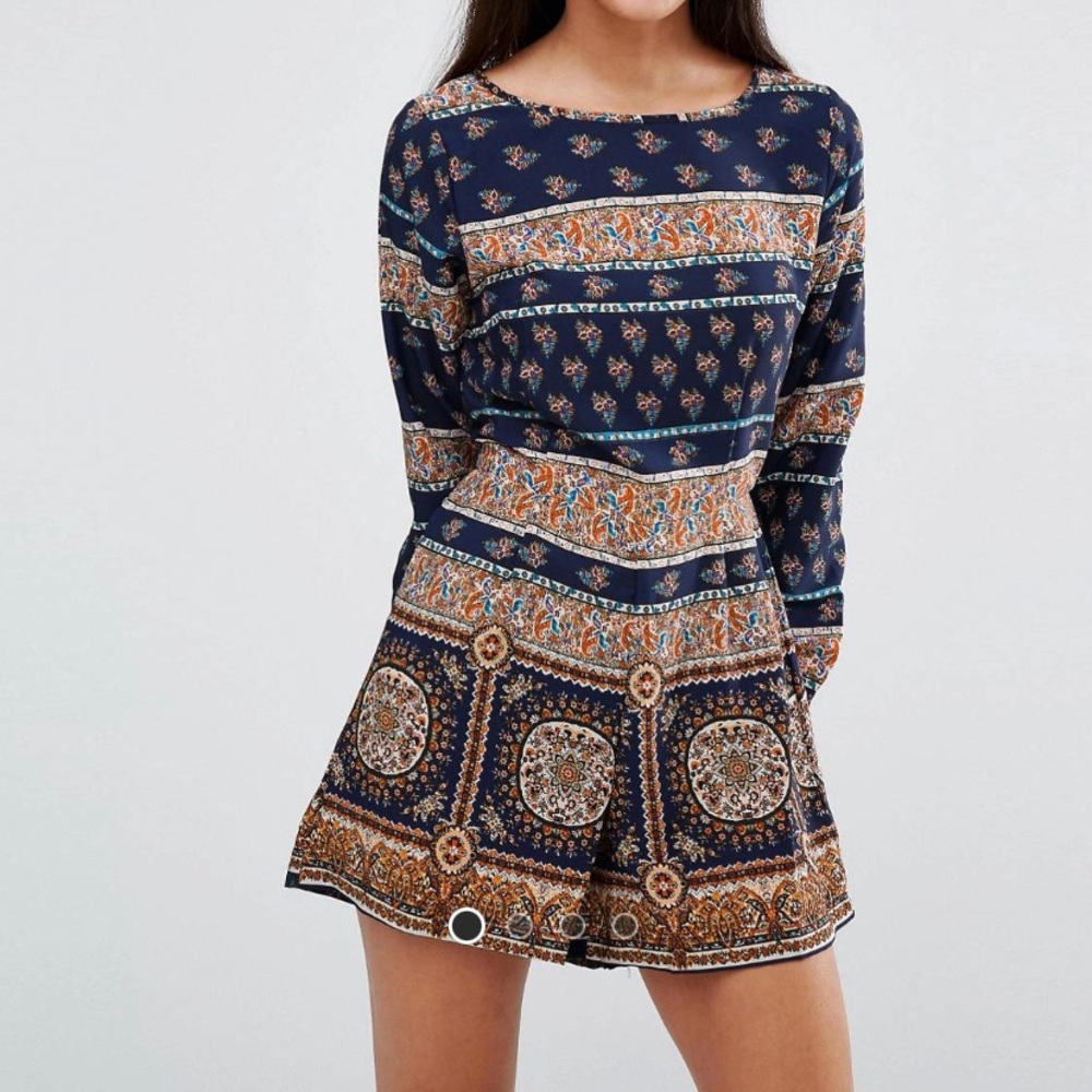 Long sleeve Geo Tribal Printed Romper